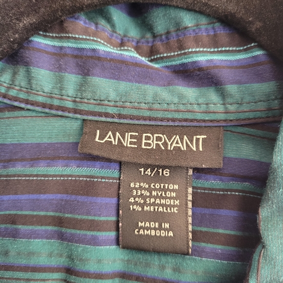 Vintage Women's Striped Button Front Blouse SZ 14 / 16 - Picture 6 of 6